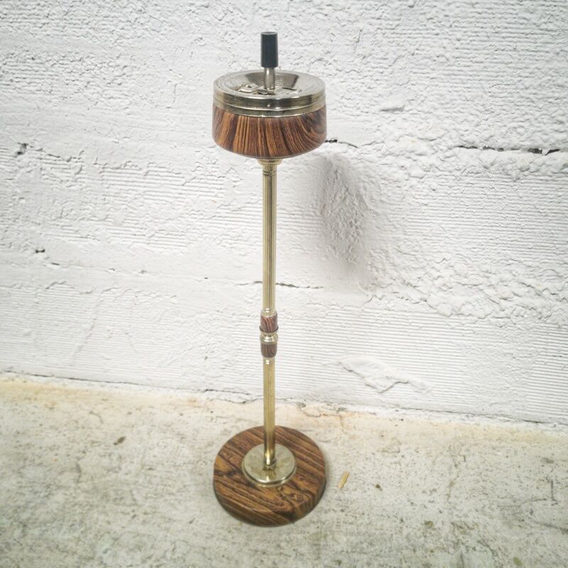 Ashtray on foot metal wood effect