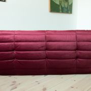 Sofa 3 places velvet bordeaux designed by Michel Ducaroy 1973