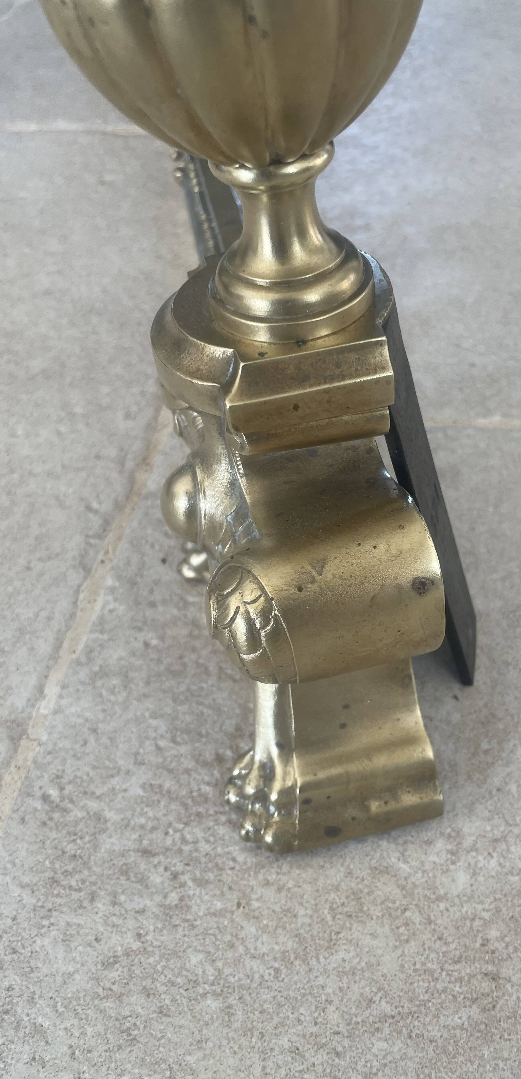 19th-century brass fireplace threshold bar