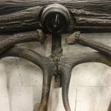 Mirror black forest real antler mirror with lights