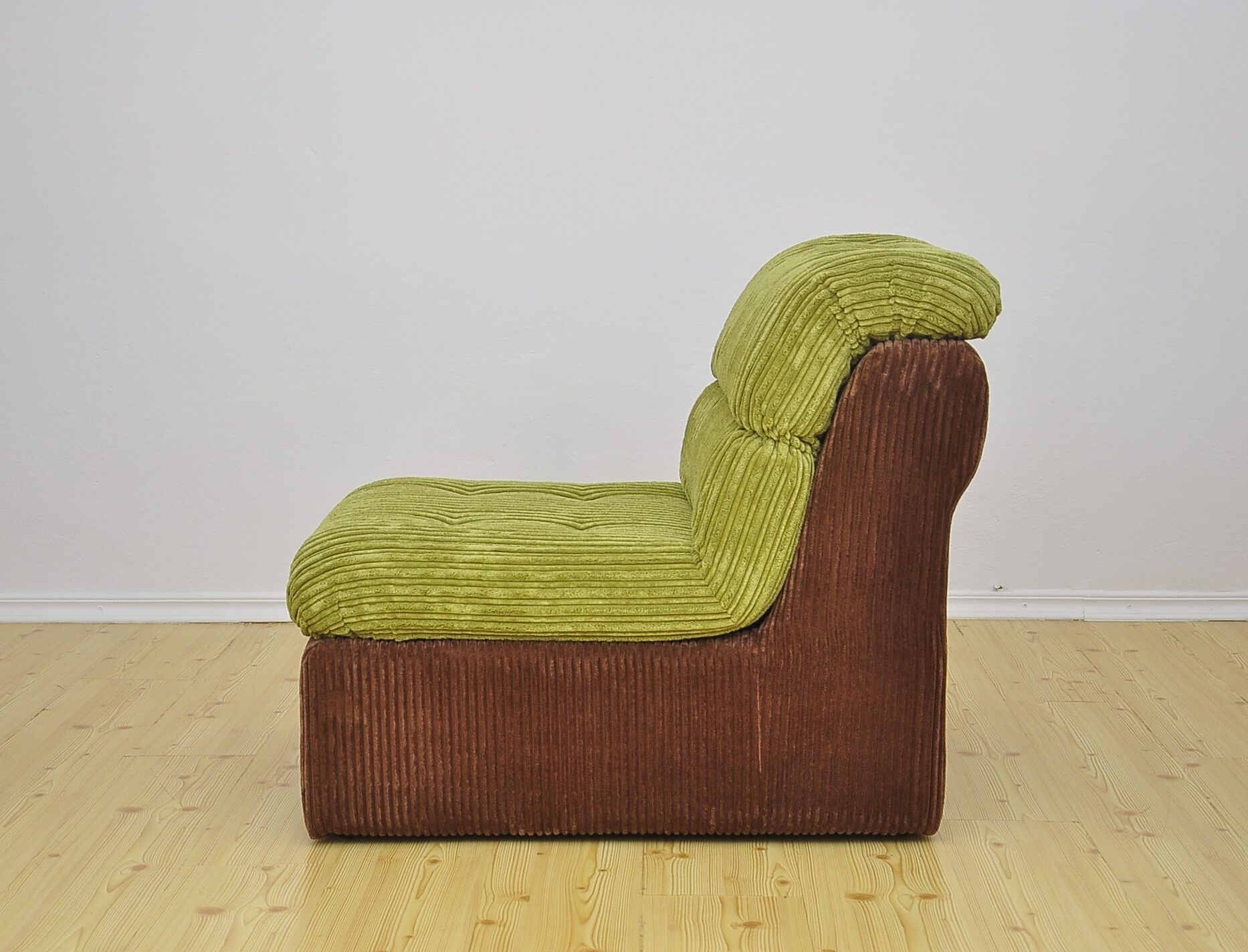 Green and brown corduroy modular sofa, 1970s.