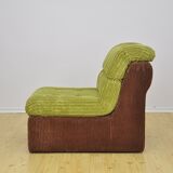 Green and brown corduroy modular sofa, 1970s.