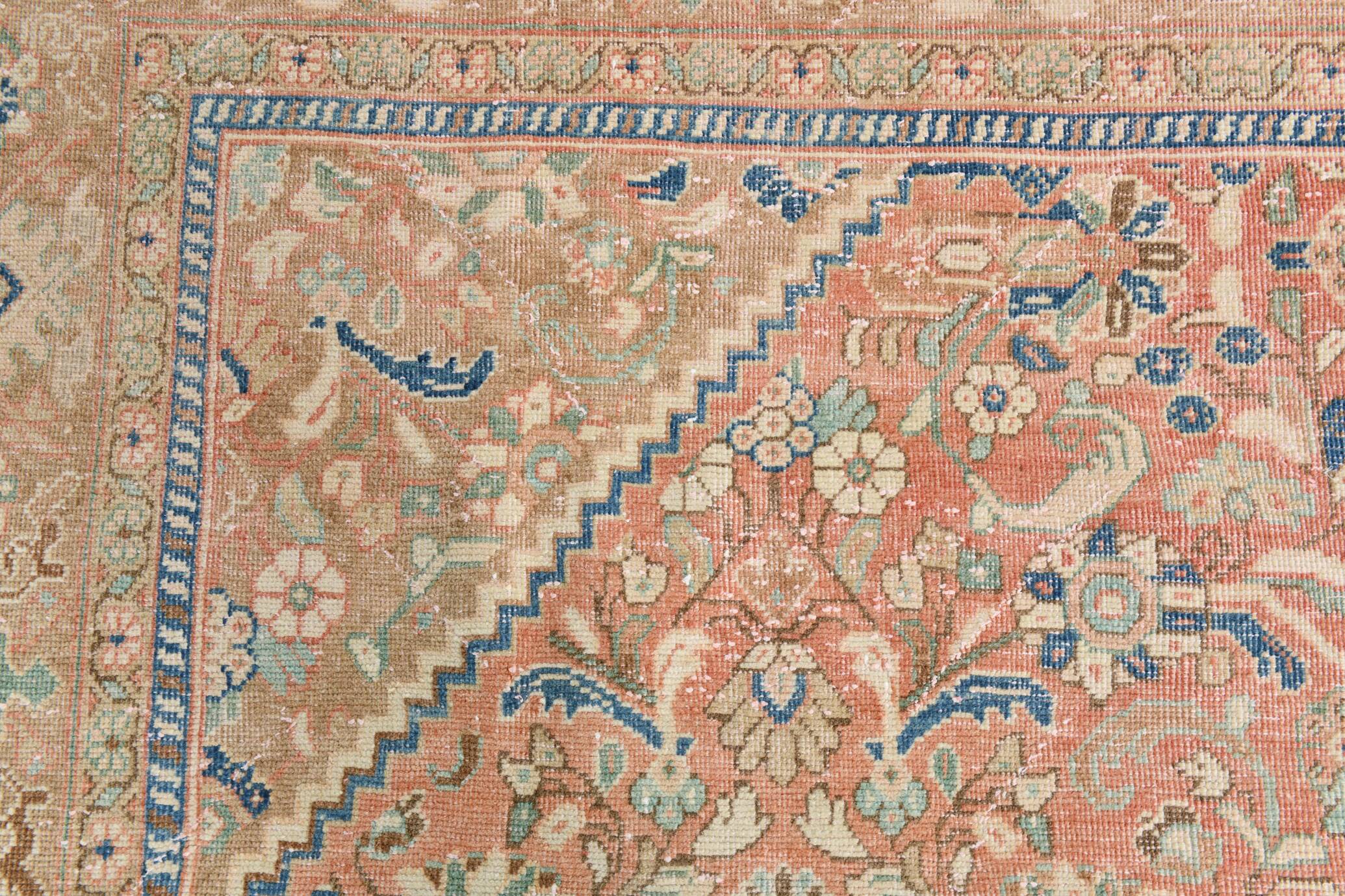 Pink Elegant Decorative Vintage Persian Rug For Living Room, 284x393 Cm