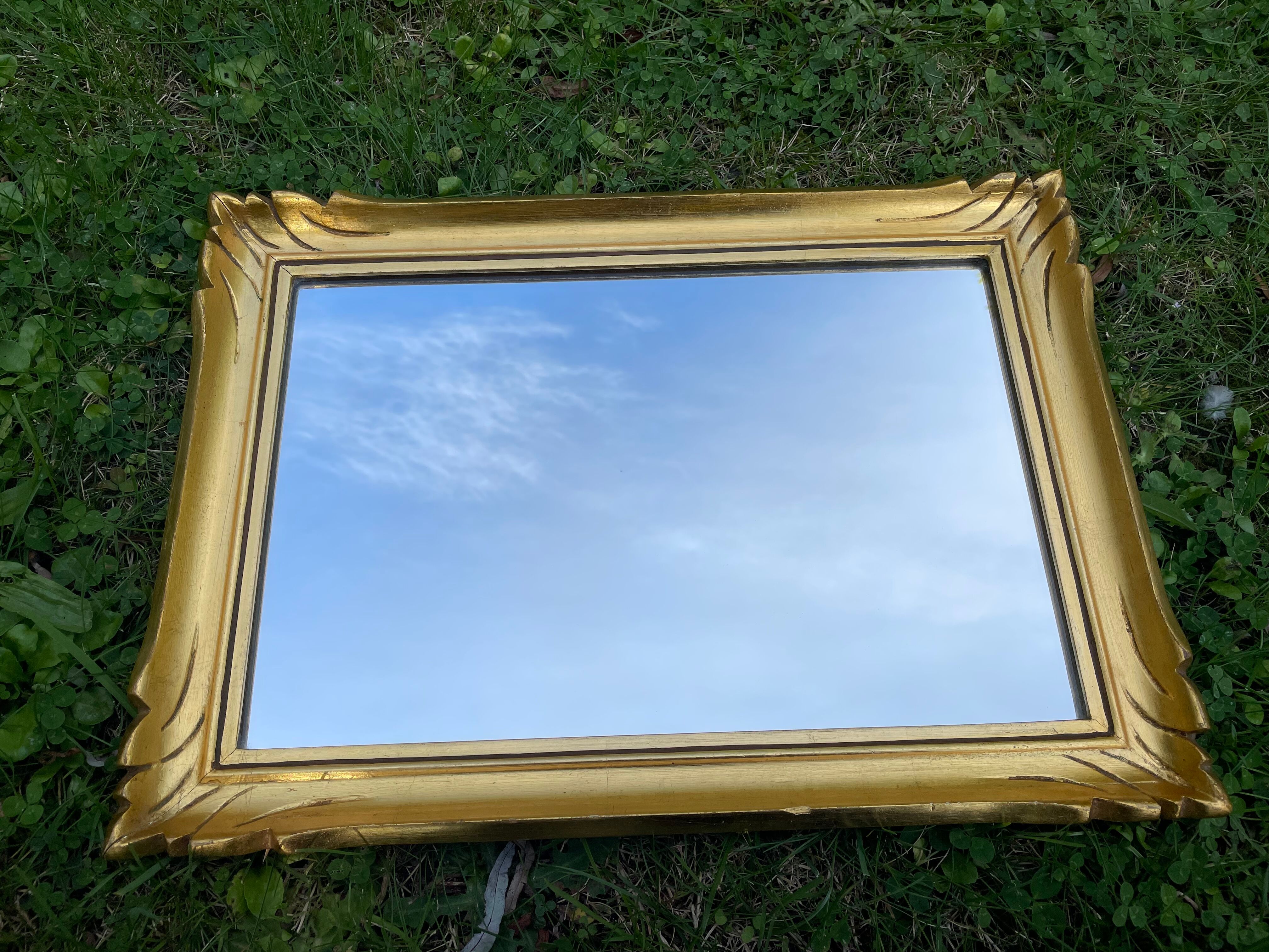 Vintage rectangular mirror in gilded wood h49 xl35