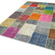 Handmade turkish overdyed 205 cm x 300 cm multicolor patchwork carpet
