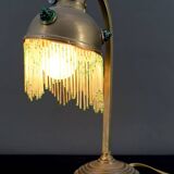 Lampe de table Art Nouveau en Laiton et Cabochons de Verre, Circa 1910
