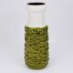 Grand vase de sol en terre cuite vert mousse olive brillant et blanc style Brutaliste Op-Art, Autriche, années 1970