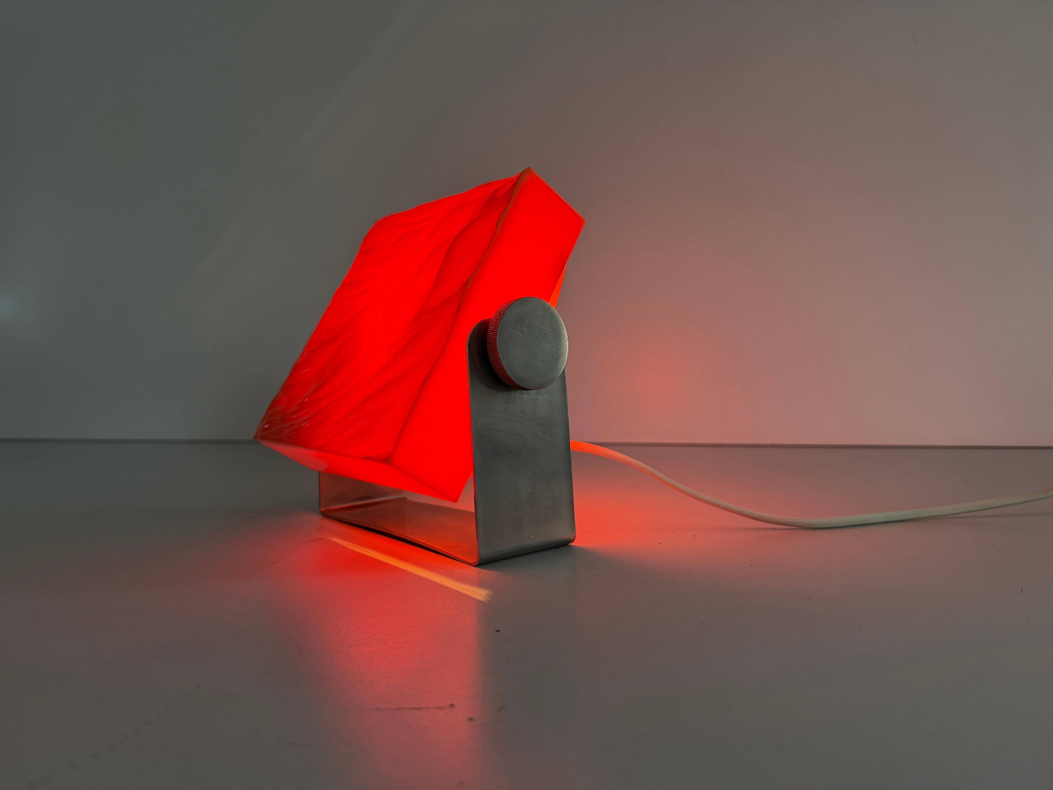 Orange Pop Art ambient night lamp in plexiglass by Uwe Mersch Design, 1970s, Germany.