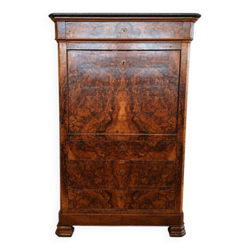 Secretary with a walnut burr drop-leaf – Restoration period, 19th century