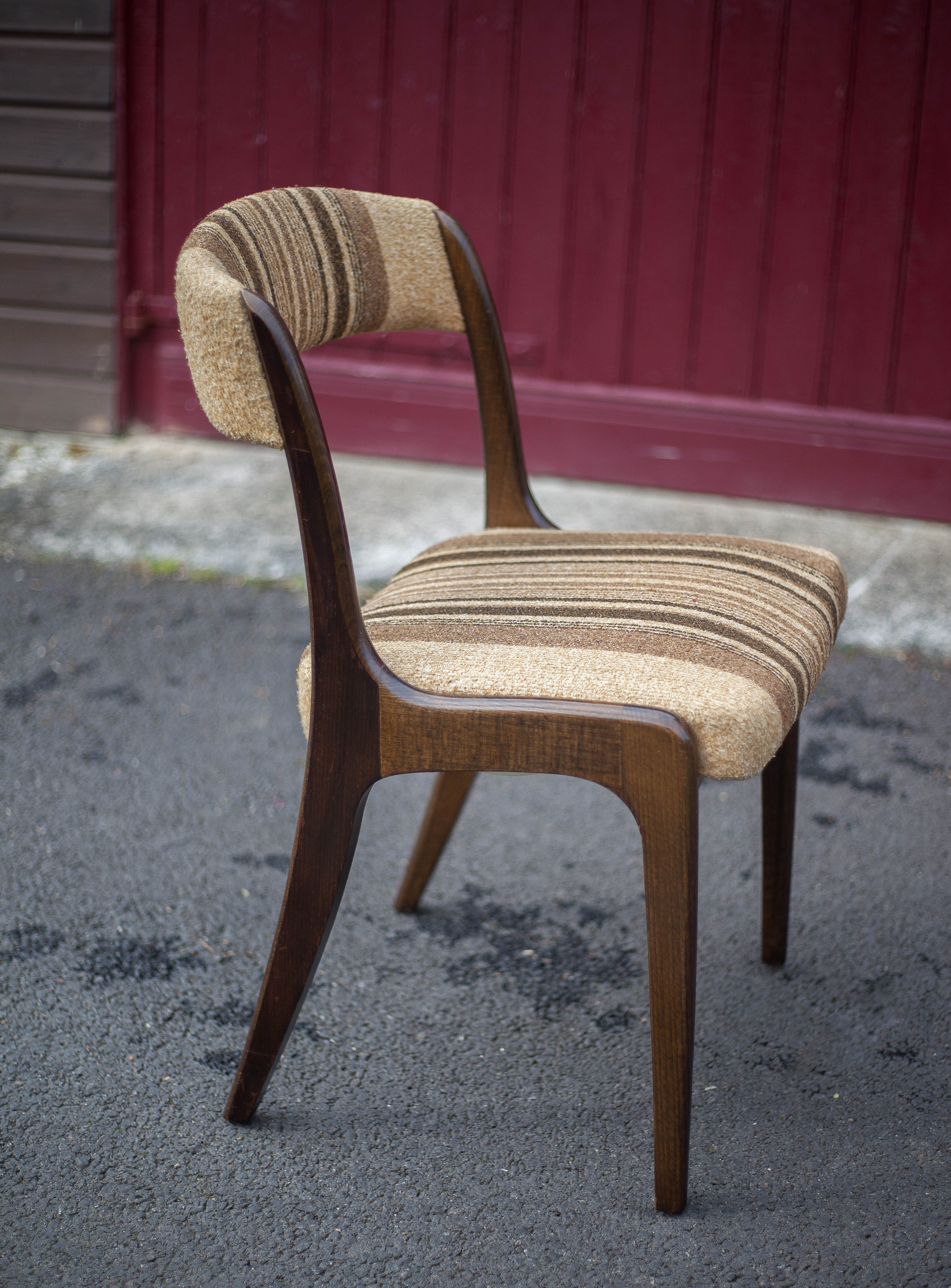 Set of 6 vintage chairs Self n14 solid wood 1960