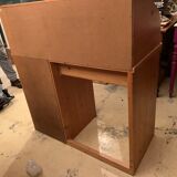 Pine desk with sliding wooden curtain