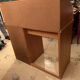 Pine desk with sliding wooden curtain
