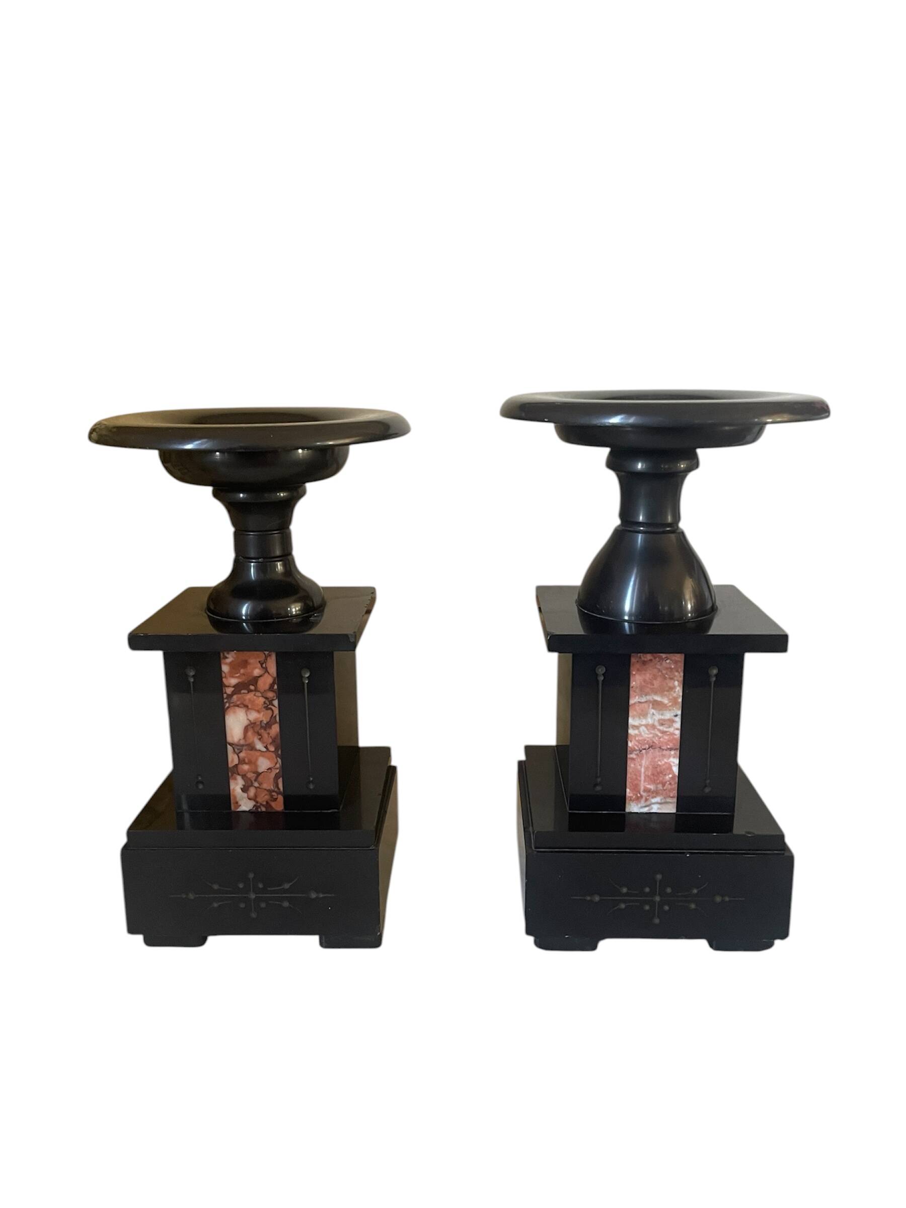 Old pair of marble vase bookends.