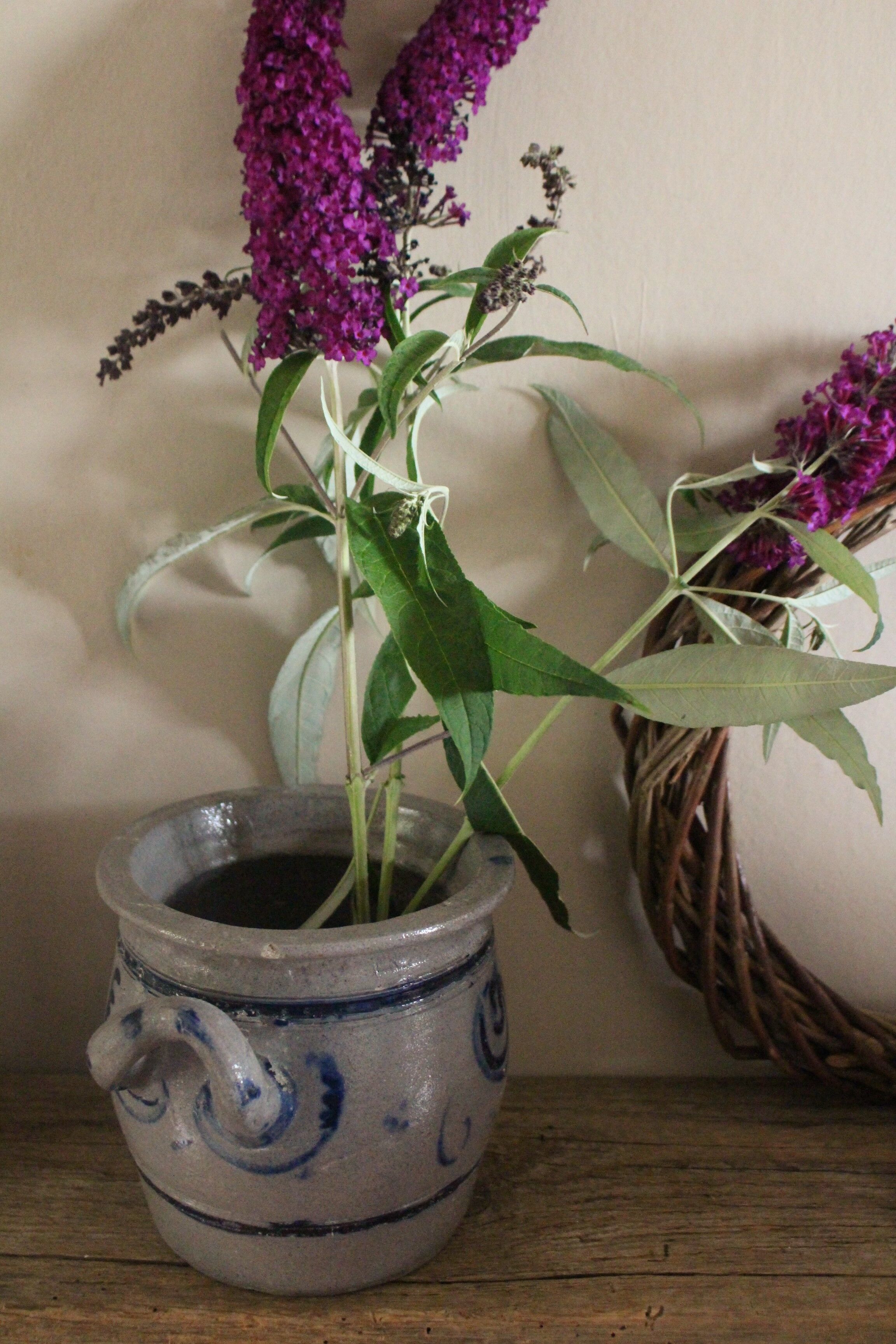 Blue grey stoneware pot