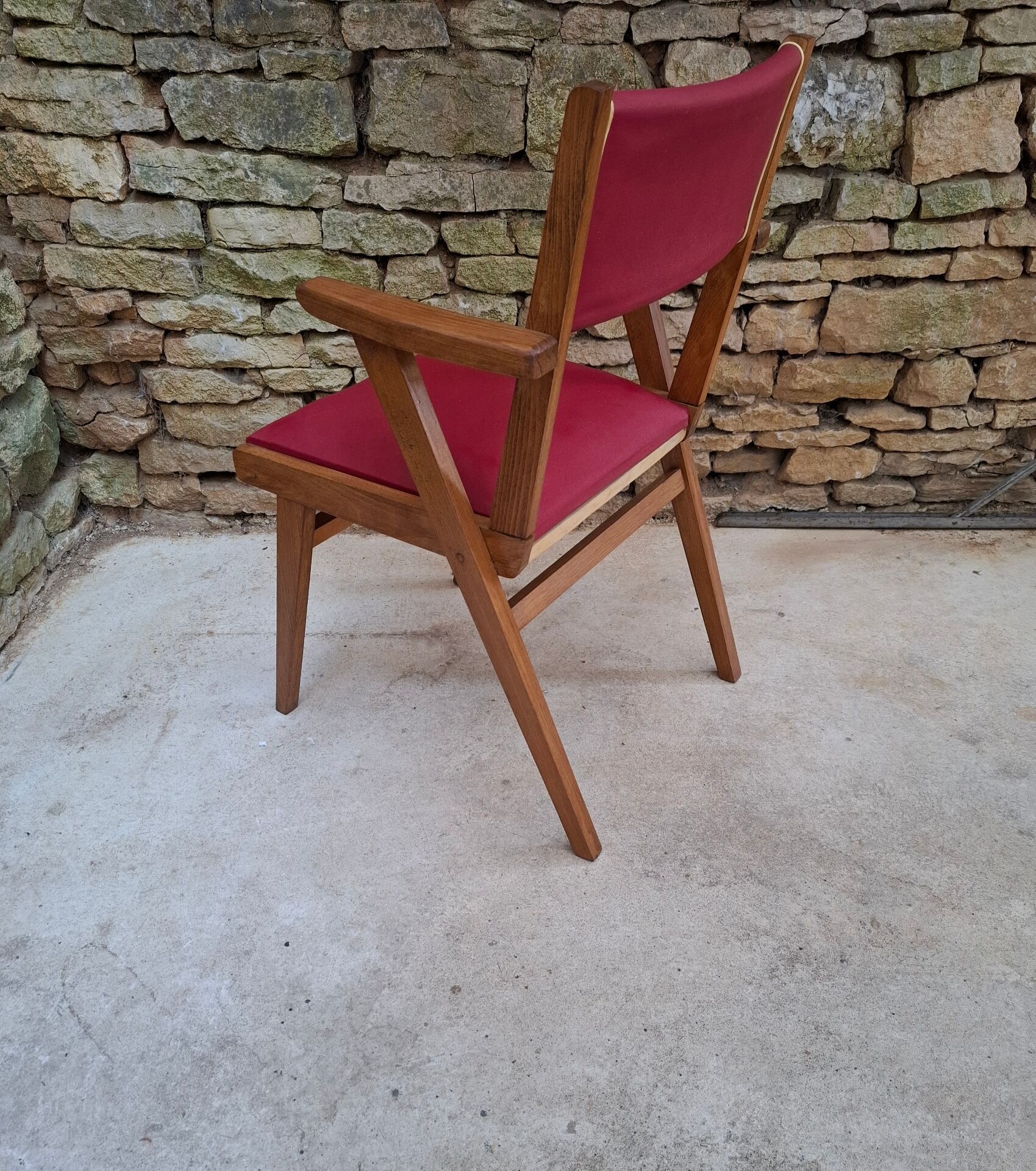 Fauteuil en hêtre et skaï