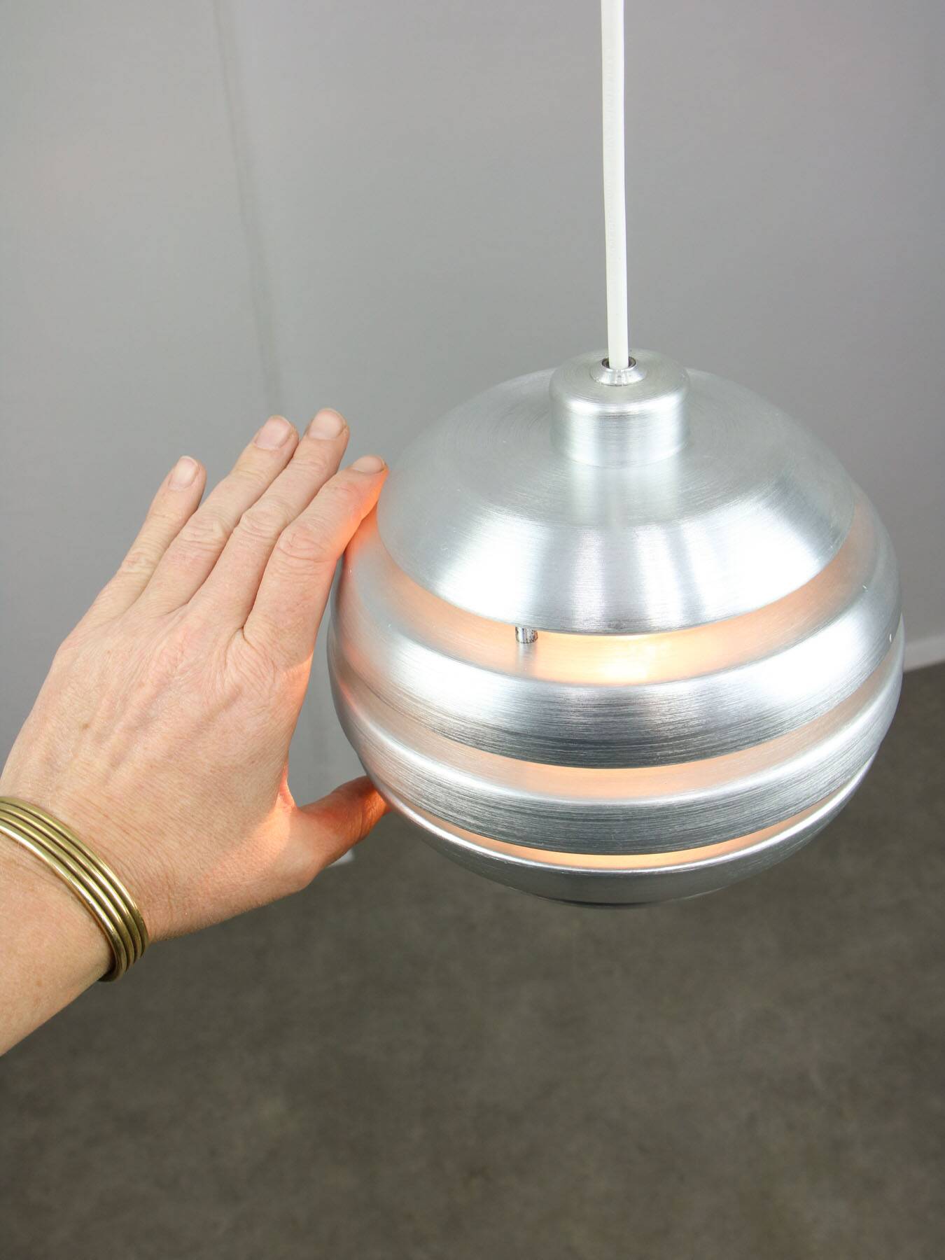 Vintage Italian Aluminum Beehive Pendant Lamp, 80s