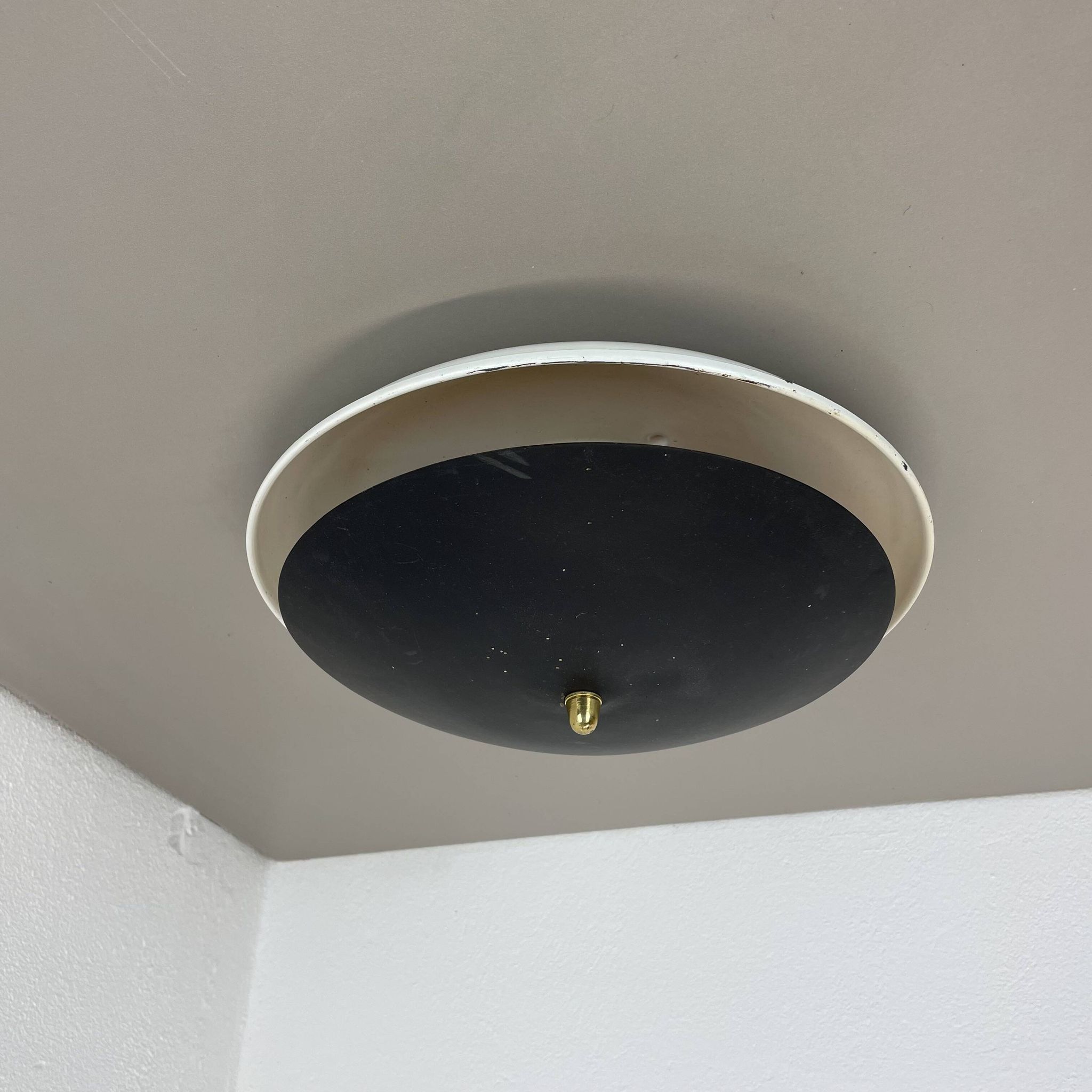 unique round metal Gino Sarfatti Style Ceiling Wall Light Flushmount Italy 1950s
