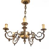 Brass chandelier, Poland, 1950s