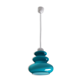 Lustre globe opaline bleue vintage