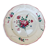 Assiette ancienne à motif floral, rose