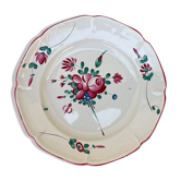 Assiette ancienne à motif floral, rose