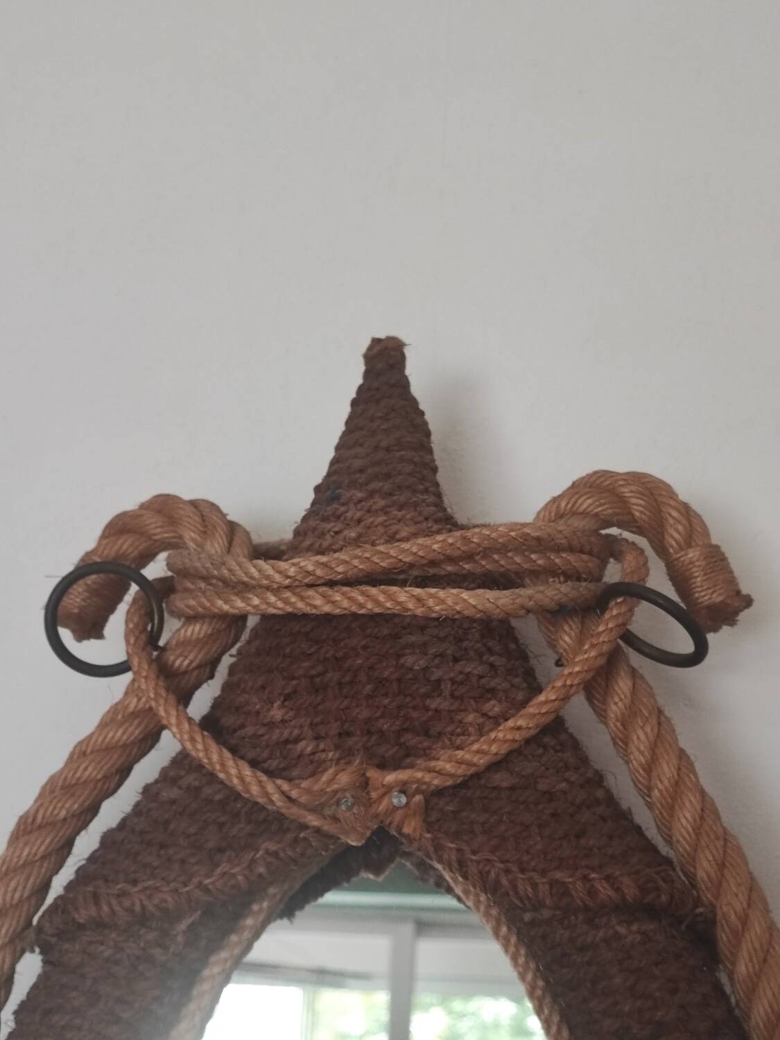 Vintage rope mirror, attributed to Adrien Audoux and Frida Minet, 1950s design.