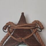 Vintage rope mirror, attributed to Adrien Audoux and Frida Minet, 1950s design.