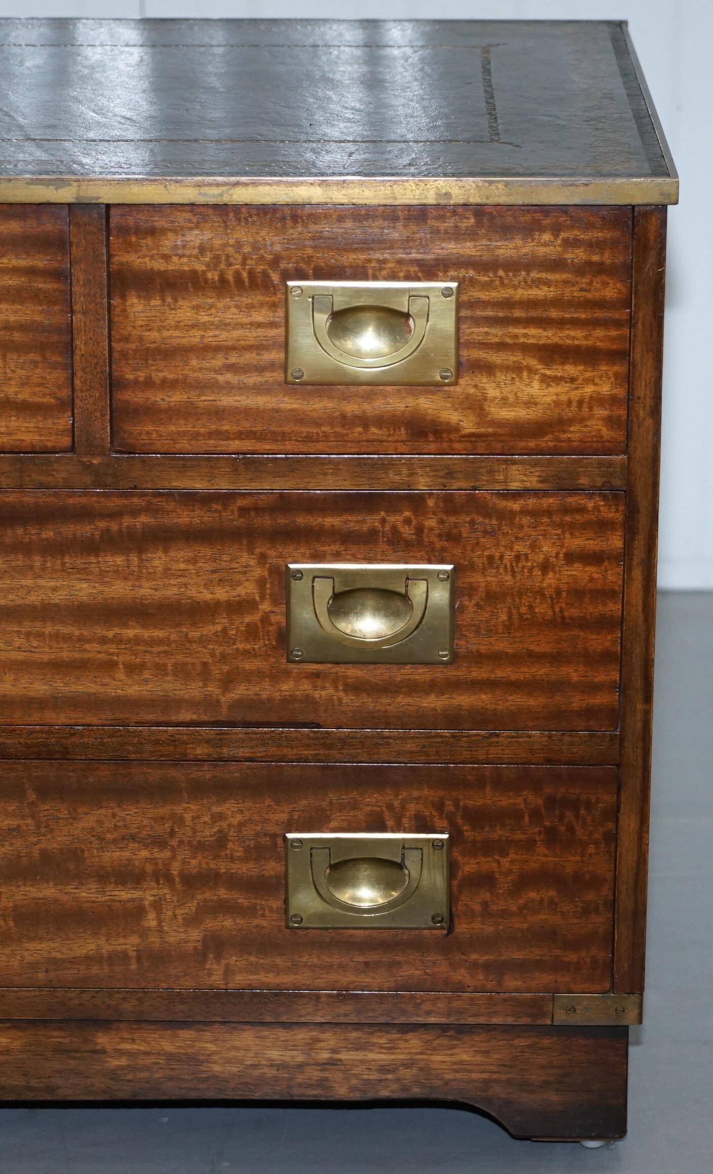 Reprodux Bevan Funnell chest of drawers with a leather top
