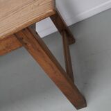 Grande table à manger rustique française du XIXe siècle en orme et chêne