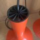 Pair of Lita metal orange pendant lights from the 70s Space Age.