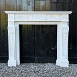 Louis XV style fireplace in white Carrara marble circa 1880