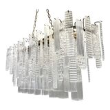 Contemporary Italian Rectangular Strip “Listelli” Murano Glass Chandelier b