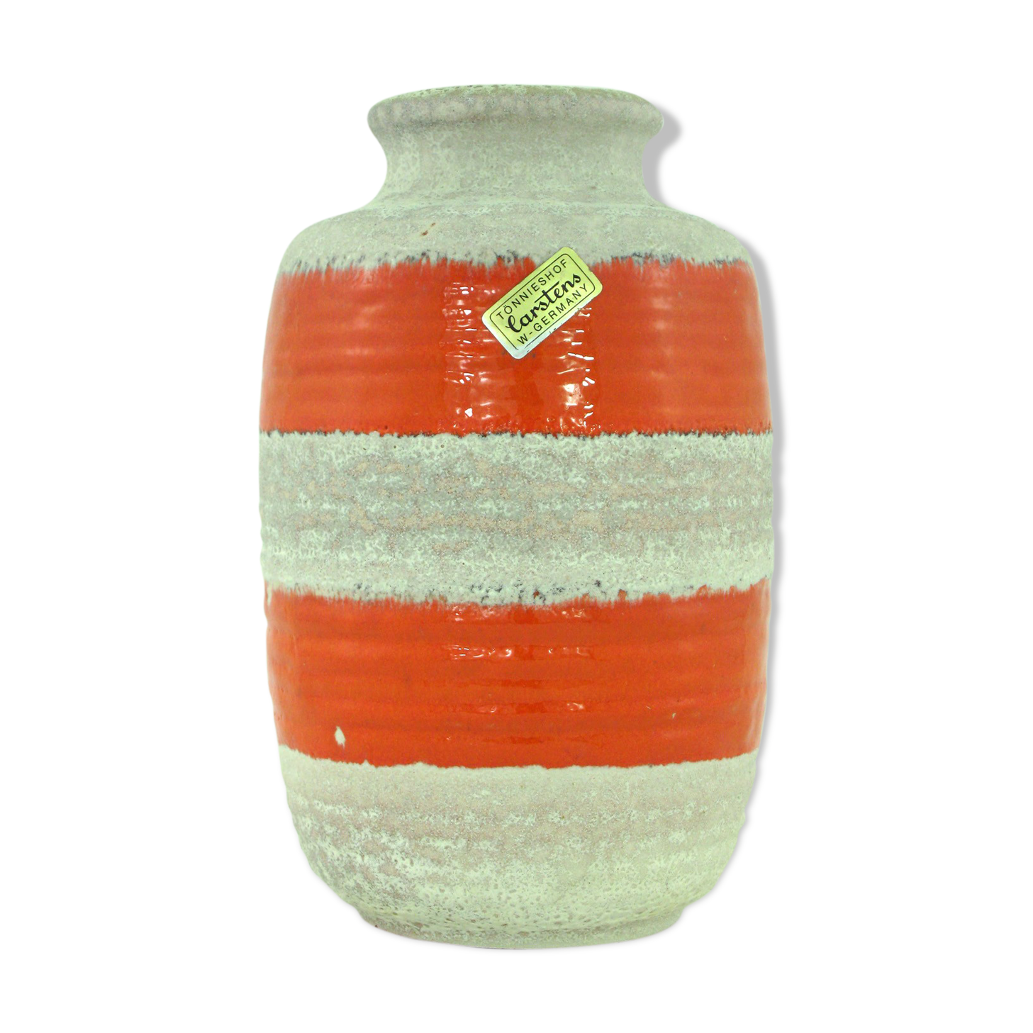 Beige and orange ceramic vase - Carstens Tunnieshof - West Germany - vintage 70s