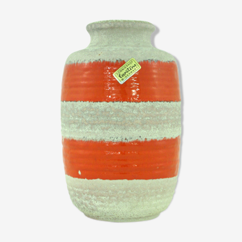 Vase en céramique beige et orange Carstens Tönnieshof - West Germany - vintage années 70