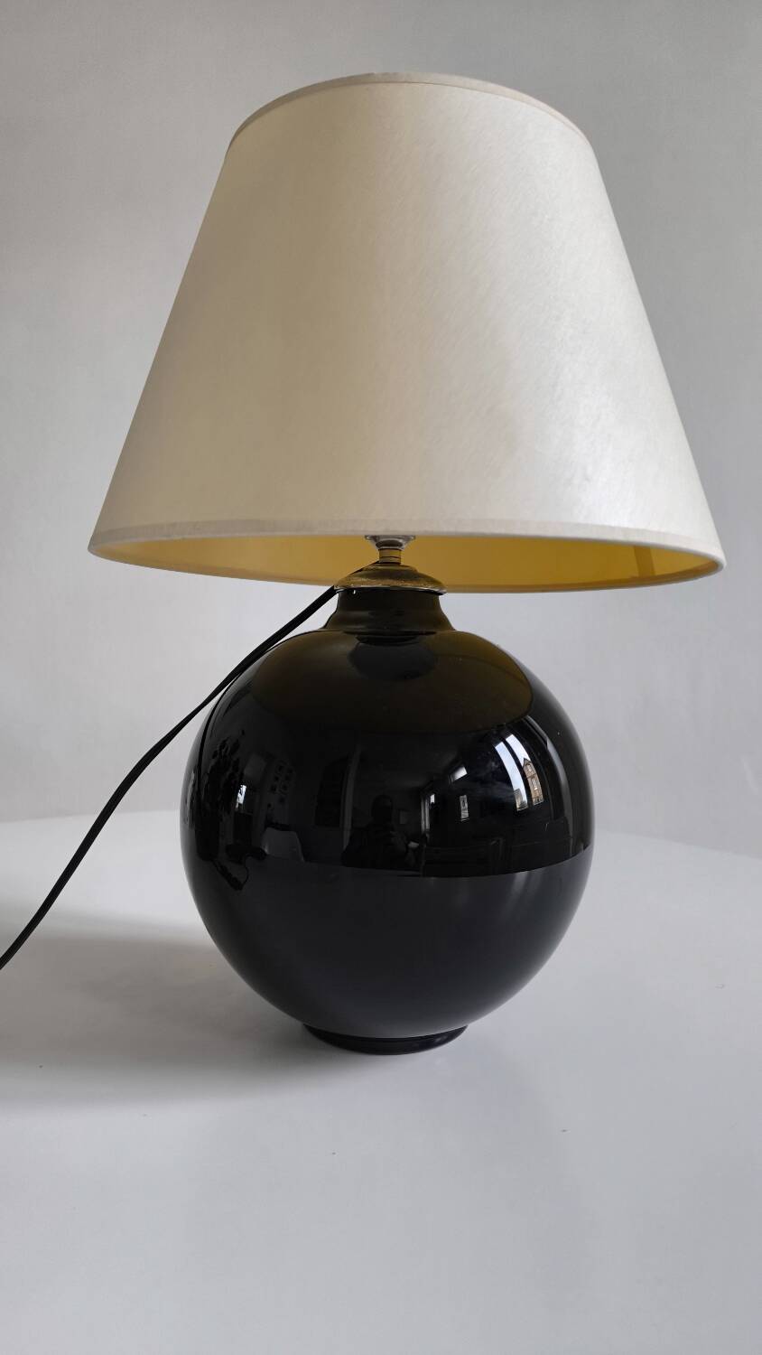 Black opaline ball lamp 1950