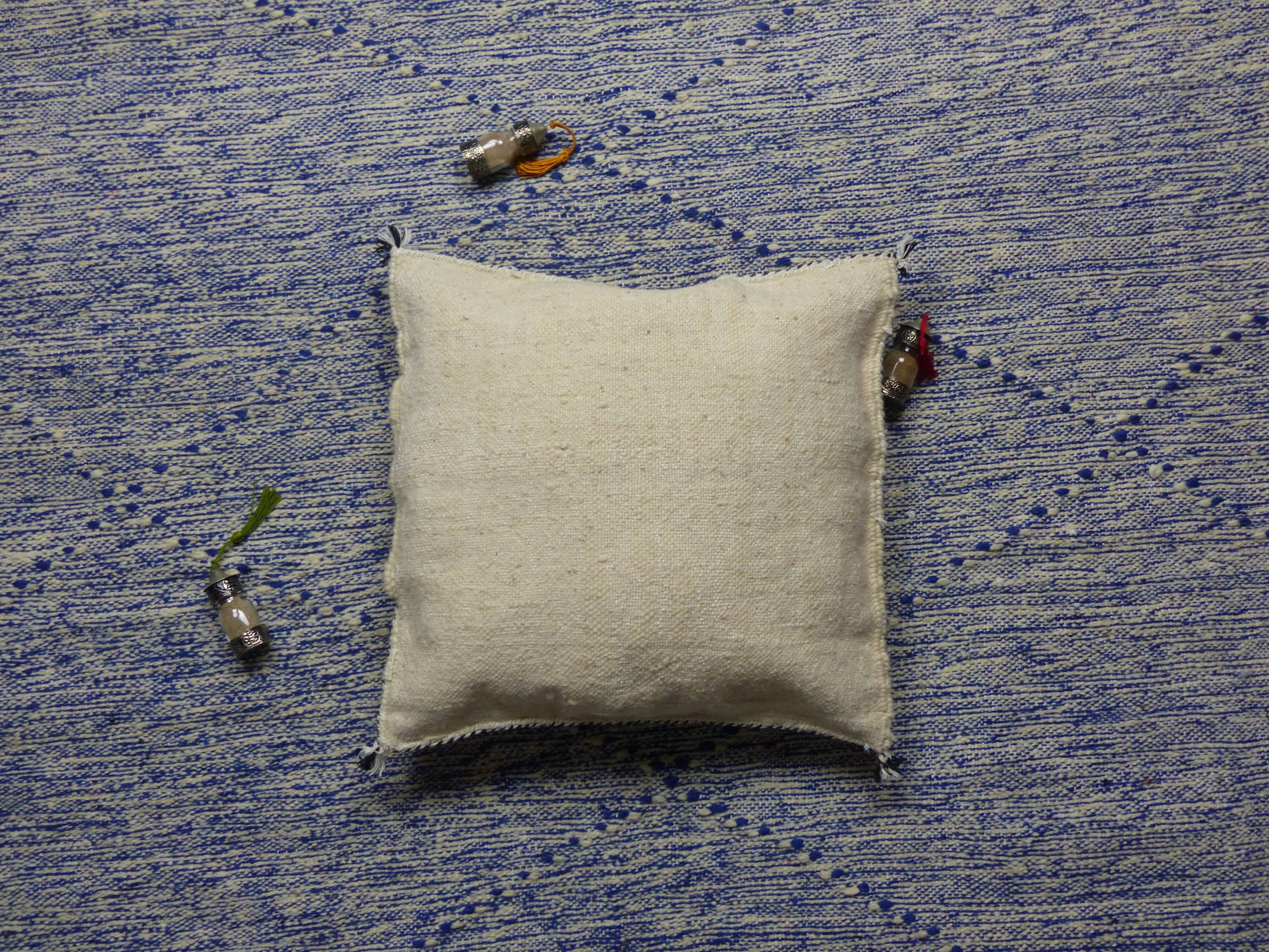 Moroccan white and black kilim cushion
