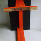 Oak, black and orange bistro table