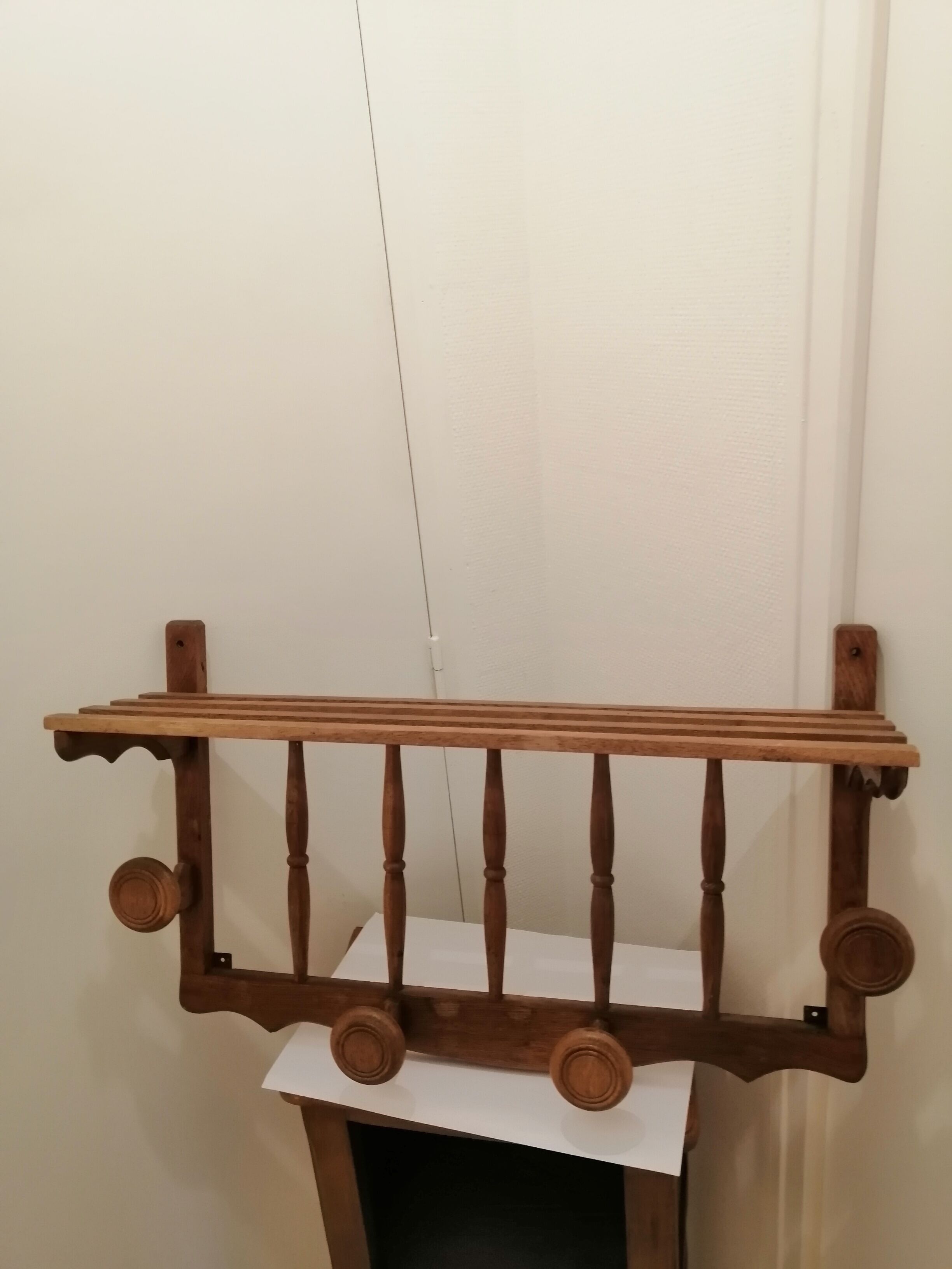 Rustic wooden wall coat rack