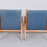 Paire de fauteuils bleus conçus par Jan Vaněk dans les années 1950. Ash.