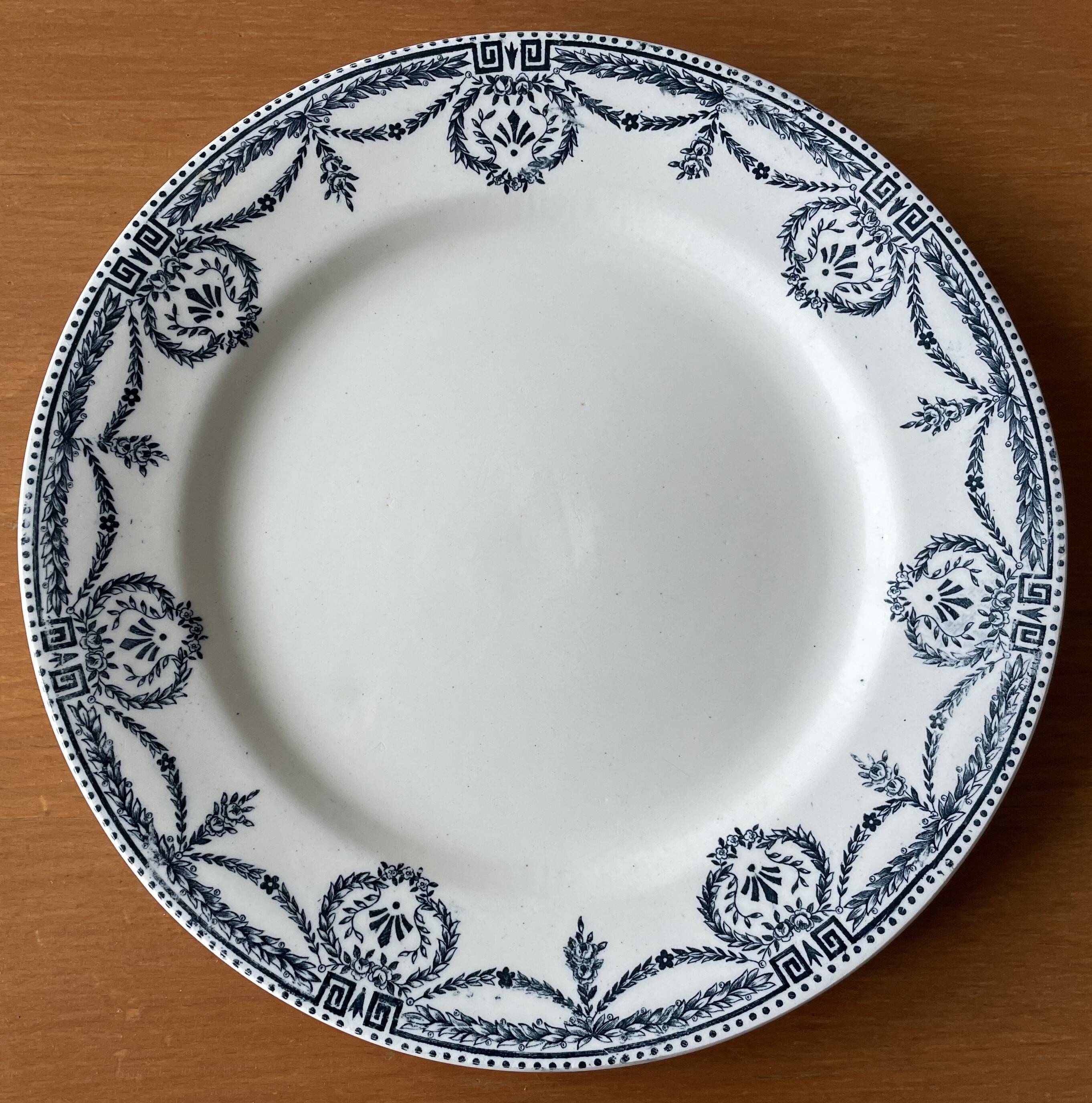 6 antique earthenware dinner plates from Salins-les-Bains (Jura)