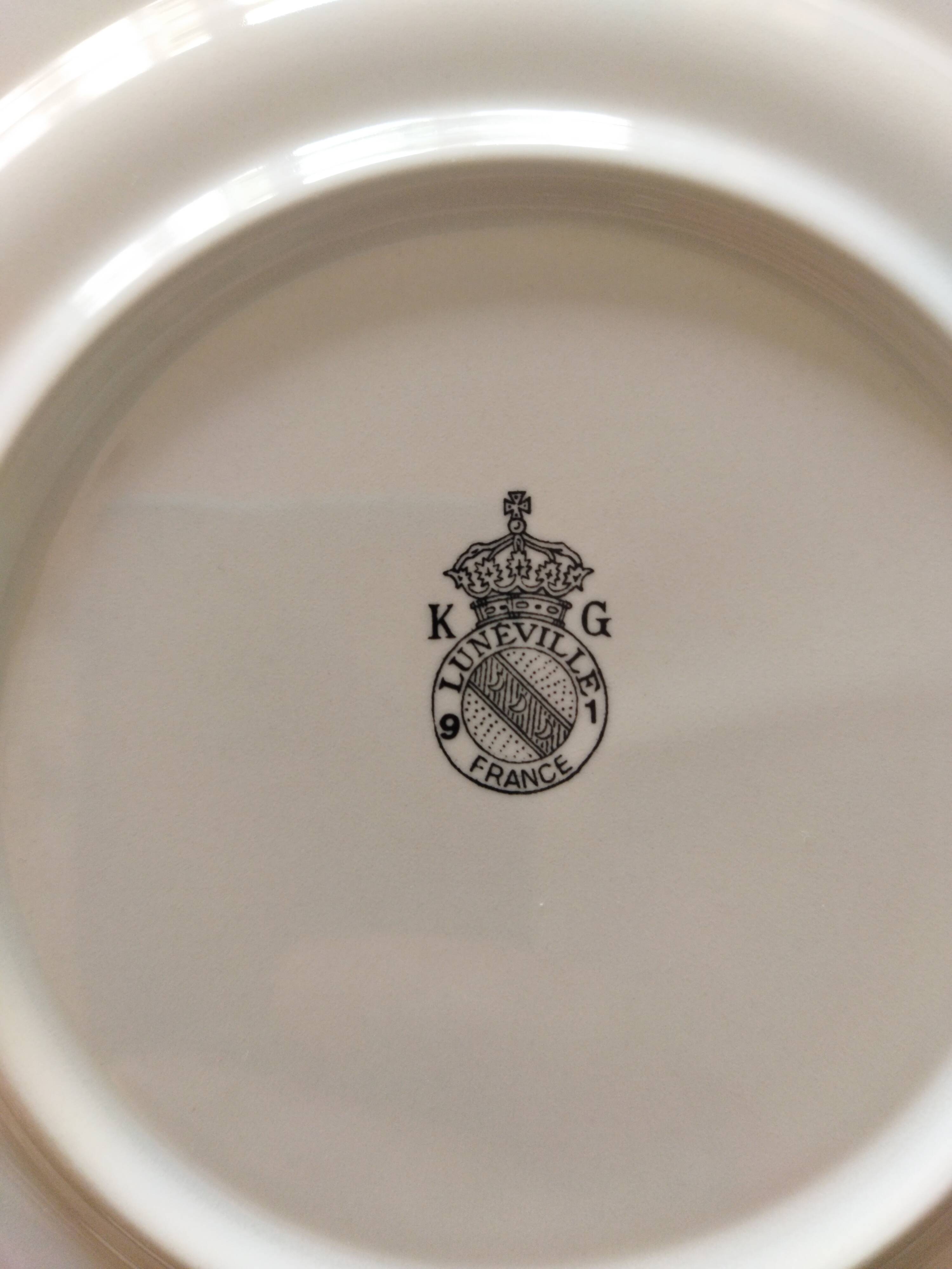 9 dessert plates “Réverbère fin” KG Lunéville