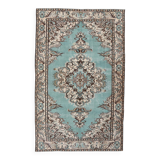 Turquoise & Brown Living Room Rug, Oushak Vintage Rug, 173x270 Cm