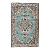 Tapis de salon turquoise et marron, style Oushak vintage, 173 x 270 cm