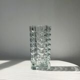 Translucent pressed glass vase, Windsor model of Luminarc 70s'