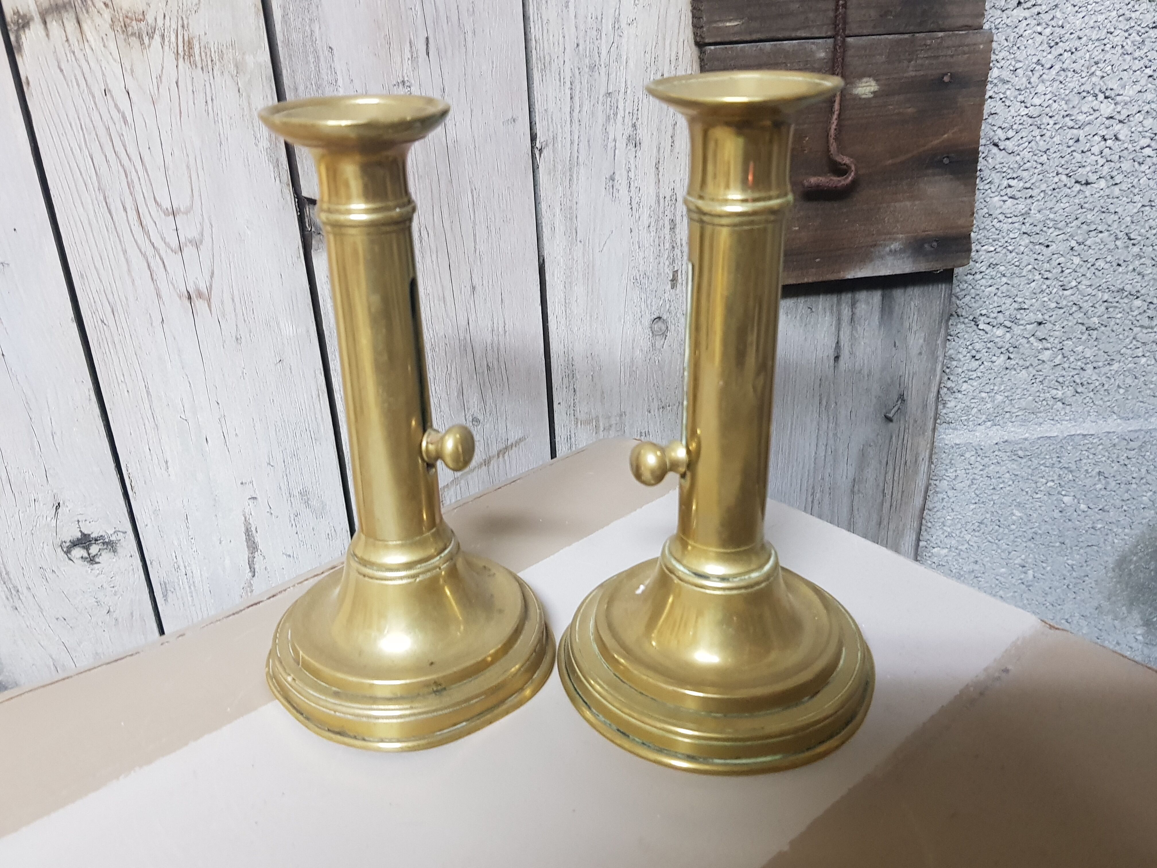 Pair of brass candlesticks