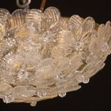 Elegant Murano Ceiling Light Gold and Trasparent Flower by Seguso for Venin