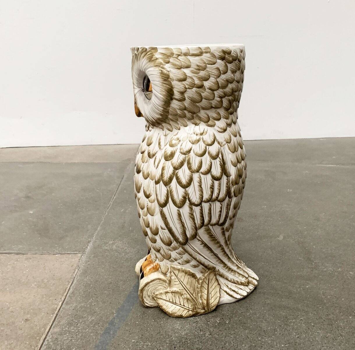 Vintage Italian ceramic owl umbrella stand