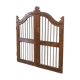 Old Burmese teak gate with openwork wrought iron panels