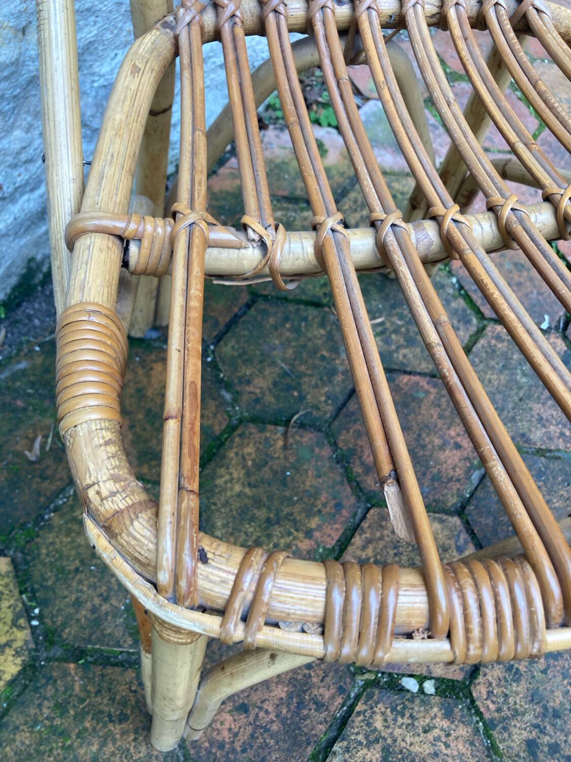 Lot de 10 chaises en rotin vintage