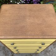 Art Deco chest of drawers in raw oak and yellow